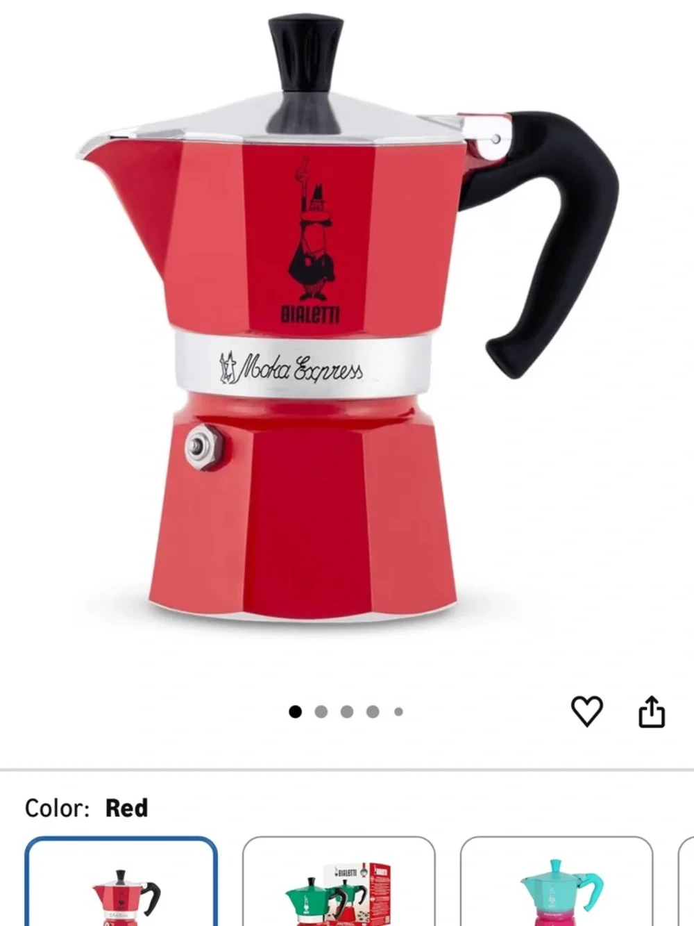 Bialetti Moka Express Red Stovetop Espresso Maker - 6 Cup - Picture 6 of 7